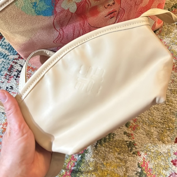 Hot Pink striped Tote / Hand Bag / Satchel. Attachable Crossbody strap. - Picture 7 of 12